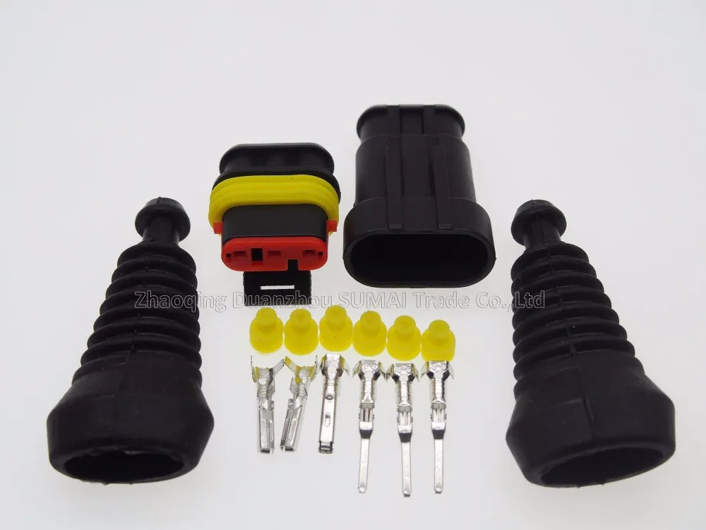 3 Pin AMP male& female Auto hid разъемы+ оболочка(2 шт) Наборы для HEV/EV Start/Stop/Inverter систем и т. Д
