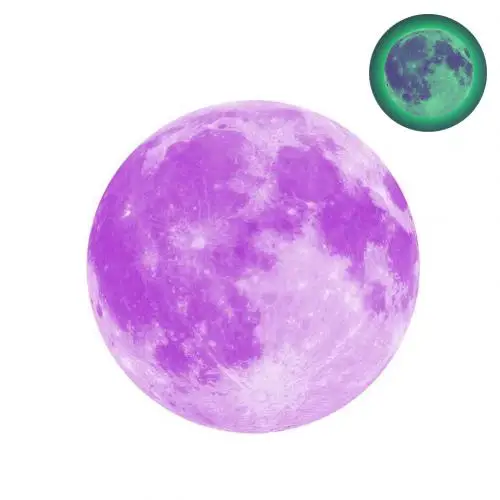 Purple Green Light 40 см светящаяся Настенная Наклейка s для детской комнаты круглая луна форма ночной свечение наклейка s Настенная Наклейка 3D настенная наклейка для гостиной домашний декор - Цвет: Purple Green Light