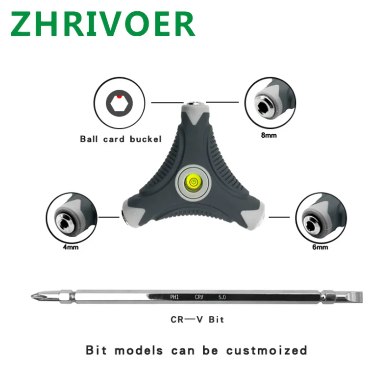6-in-1 double head dual purpose screwdriver set with level trigonometric handle computer socket maintenanceofhousehold furniture