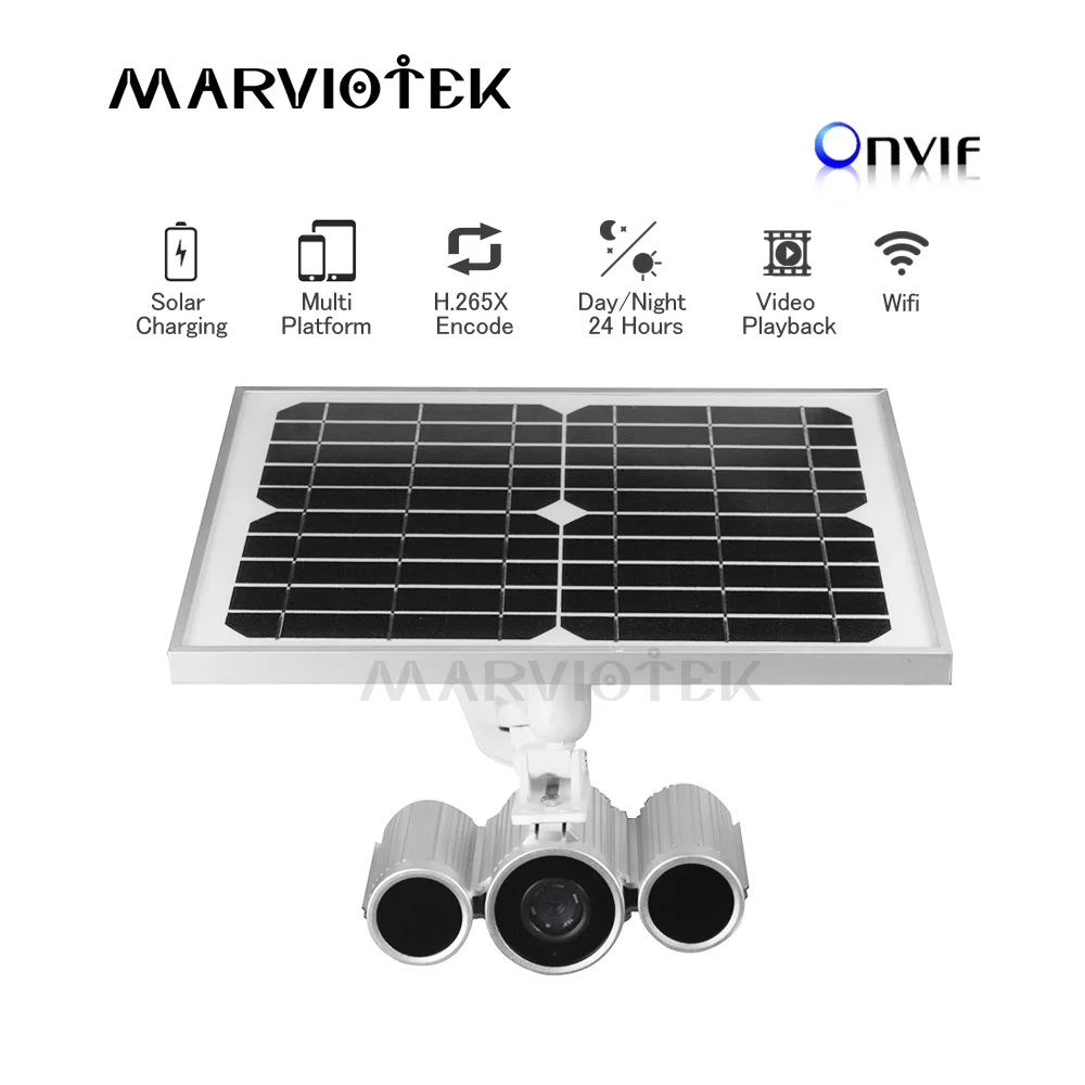 Беспроводная ip камера на солнечной батарейке Wi Fi ONVIF cctv наружное видеонаблюдение