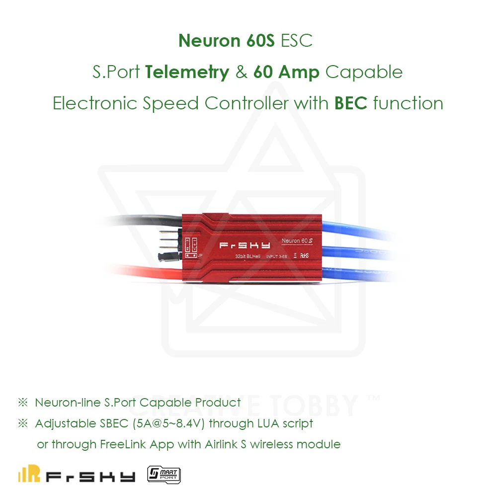 Электронный регулятор скорости FrSky Neuron 60S ESC S. Порт с поддержкой телеметрии 60 А BEC |