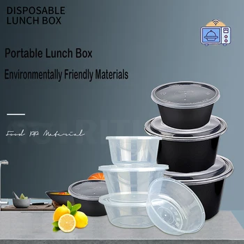 

10 Pcs Plastic Reusable Portable Bento Box Meal Storage Food Prep Lunch Box 4 Compartment Microwave Food Container Lunch Box