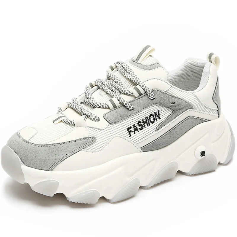 

RASMEUP 2020 Spring New Style Cowhide + Pigskin + Mesh Female Fashion Platform Sneakers Women Chunky Shoes Trainer Lady Footwear