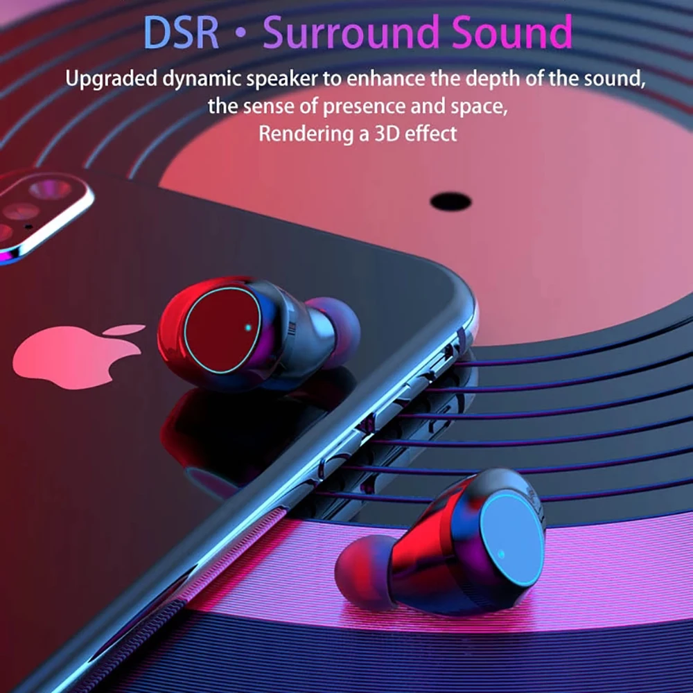 TWS 5,0 Bluetooth наушники тяжелый бас 6D стерео HiFi Звук светодиодный дисплей беспроводные гарнитуры IPX7 водонепроницаемые беспроводные наушники
