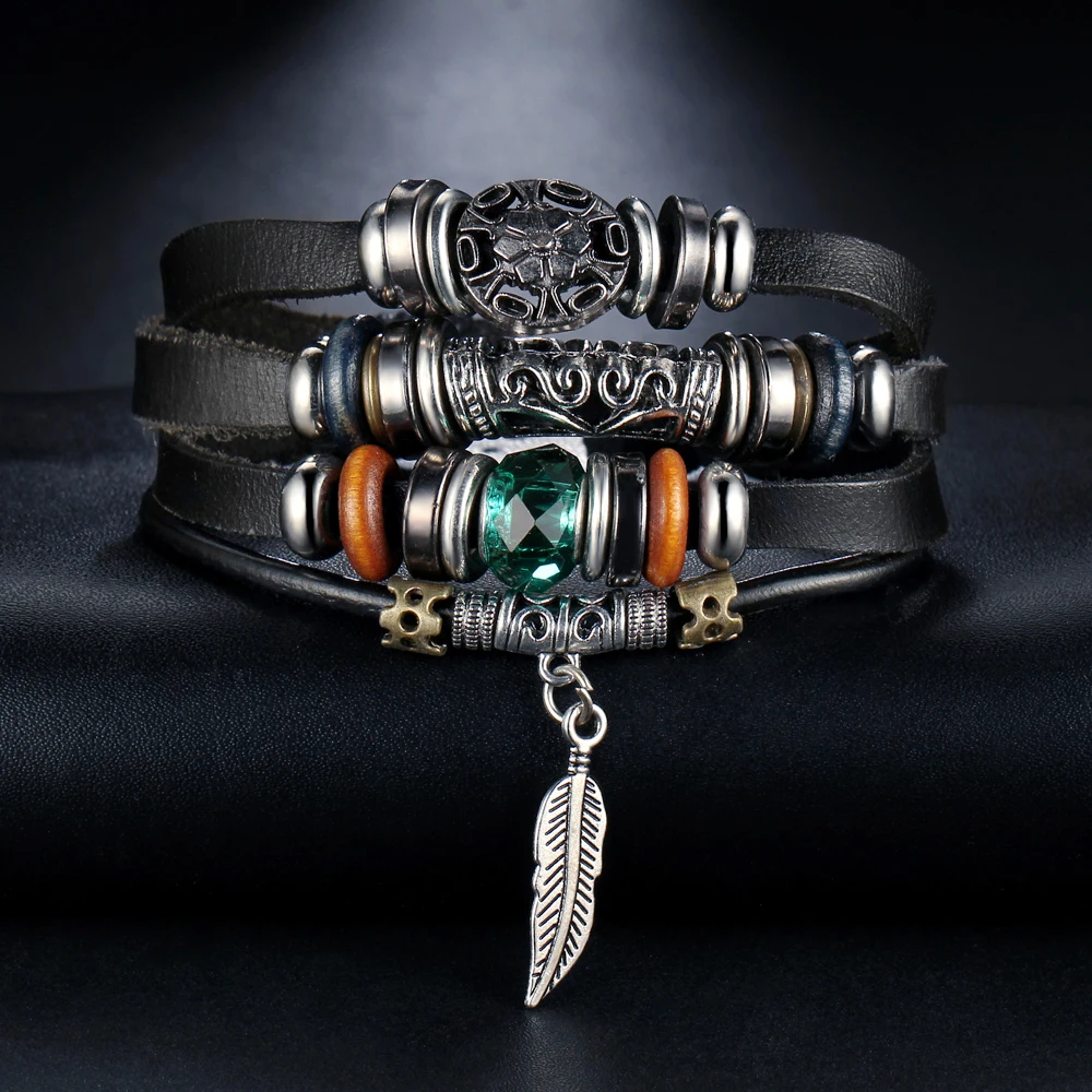 IF ME Design 4 шт./компл. многослойные кожаные браслеты с бусинами в богемном стиле