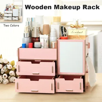 

Makeup Storage Box Cosmetic Case Wooden Home Office Desktop Organizer Lipstick Cases Sundries Case Makeup Storage Organizer Case