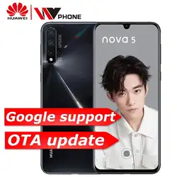HuaWe Nova 5 мобильного телефона 6,39 дюймов Kirin 810 Android 9,0 2340x1080 Тип-C мобильного телефона 42.0MP