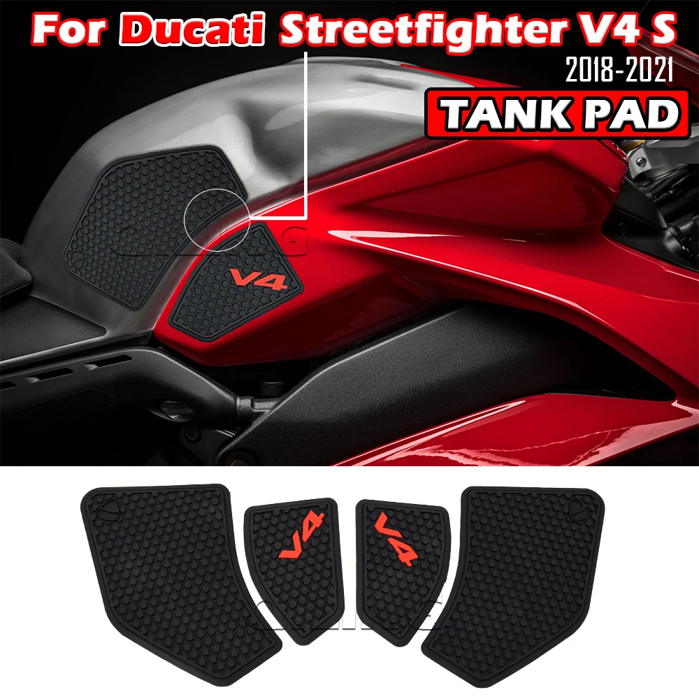 Fit For Ducati Motorcycle Tank Sticker V4 Panigale V4S Streetfighter V4 S 2021 2020 2019 2018 Fuel Tank Grip Pads Knee Traction