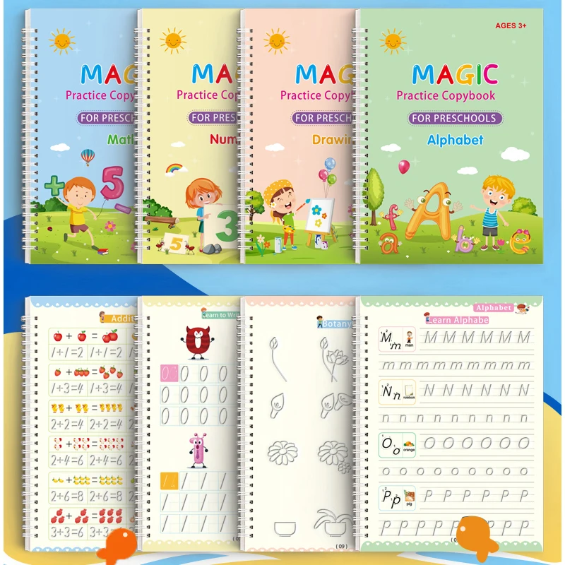 5pcs Magic Groove Practice Copybook With Invisible Ink Pen Preschools  English Verison Kids Calligraphy Reusable Writing Book - AliExpress