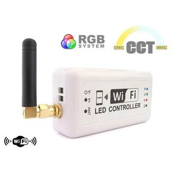 

LEDLUX CL1177 Mini WiFi Led Controller CCT Dimmer RGB Controller automation with Iphone iOS Android Smartphone 12V 24V 3 X4A