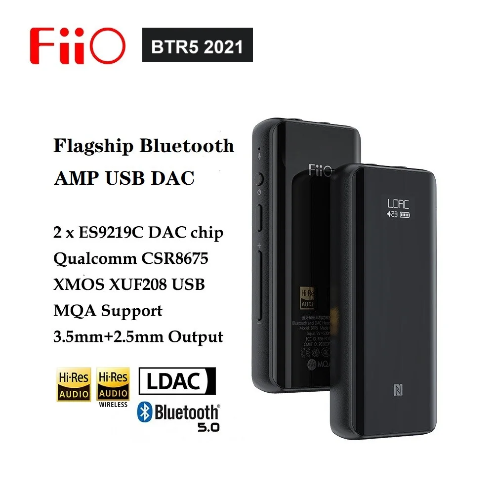 FiiO 2021 NEW BTR5 Bluetooth HiF Headphone Amplifier Decoder MQA Balanced Dual ES9219C 3.5mm 2.5mm Output Car USB DAC Audio AMP |