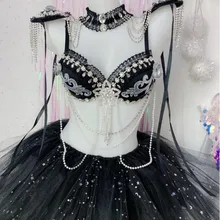 Серебряные стразы, бисер, бахрома, погоны, бюстгальтер, юбка, набор, для бара, для женщин, певец, наряд для выпускного, бикини, одежда для танцоров, набор