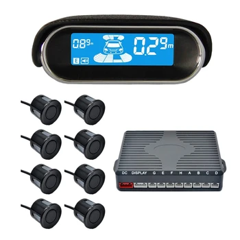 

Car LCD Parking Sensor Kit, Dual-Core Front and Rear Reverse R-Adar System LCD Display Kit with 8 Sensors, Which Can Free To Swi