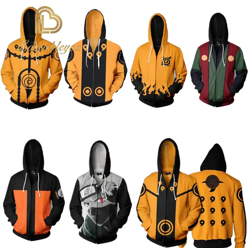 Anime Naruto Clothes Zipper Hoodie Sweatshirt Men Top Coat Naruto