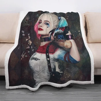 

3D Harley Quinn Funny Character Blanket Print Sherpa Blanket on Bed Home Textiles Dreamlike Style