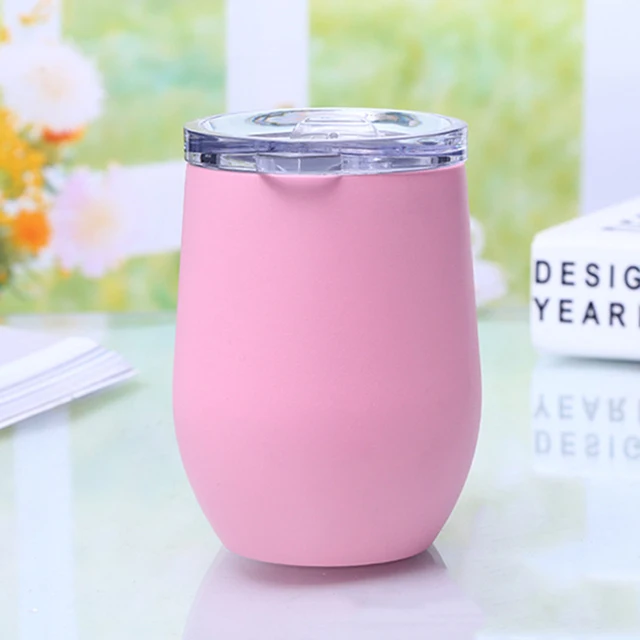 350ml Stainless Steel Vacuum Flask Thermos Cup Cute Double Eggshell Cup Vacuum Flasks Travel Coffee Mug Creative Red Wine Glass as picture