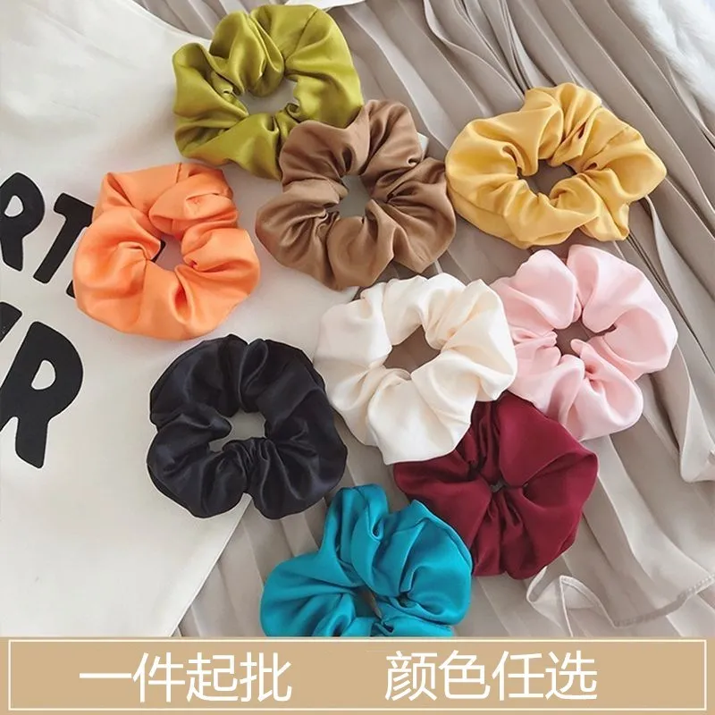 

1PC Satin Silk Solid Color Scrunchies Elastic Hair Bands 2020 New Women Girls Hair Accessories Ponytail Holder Hair Ties Rope
