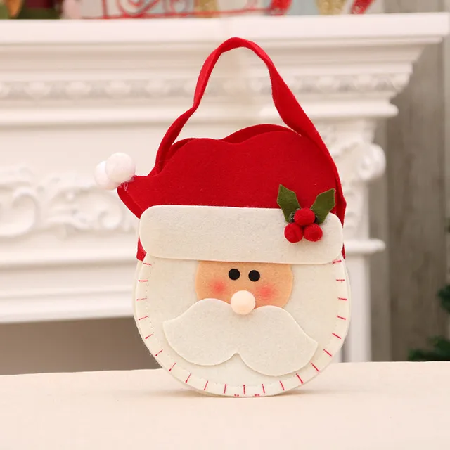 1pcs Santa Sacks Drawstring Christmas Gift Bags, 3D Design Fabric Christmas Bags for Christmas Party Supplies 6