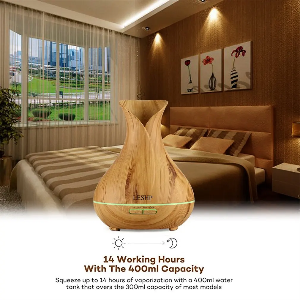 

2019 Air Purifier Electric Oil Burner Aroma Diffuser Ultra-quiet Auto-off Humidifier Aromatherapy Dark wood grain