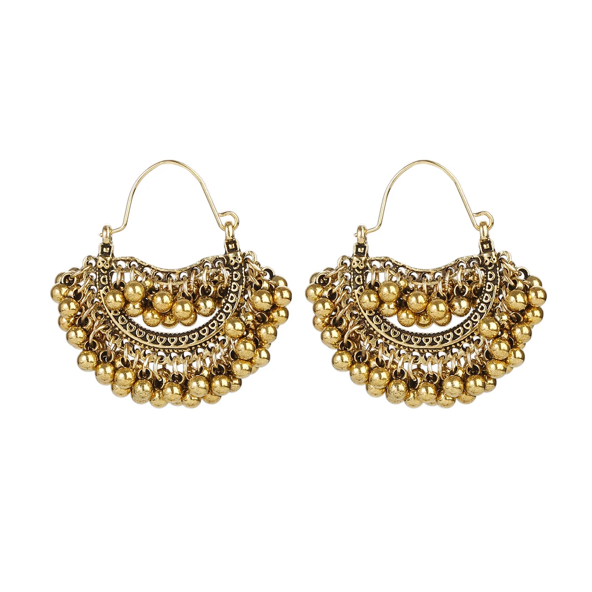 Women's Afghan Gold Color Alloy Sector Earrings Bohemian Vintage Antique Ethnic Statement Indian Egypt Jewelry golden earrings