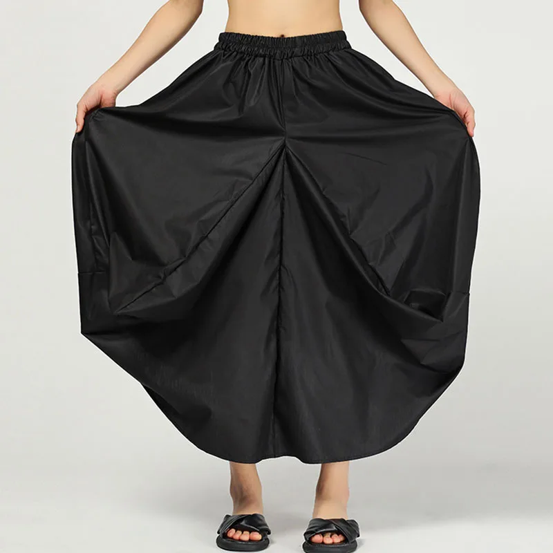 

[XITAO] Korea Fashion New Women 2019 Summer Irregular Loose Skirt Female Solid Color Mid-calf Casual Pleated Skirt DLL3515