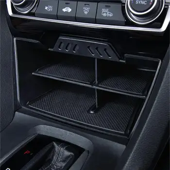 

Accessories Storage Box Car Console For Honda Civic 2016-2018 ABS Organizer Black Center Multifunction