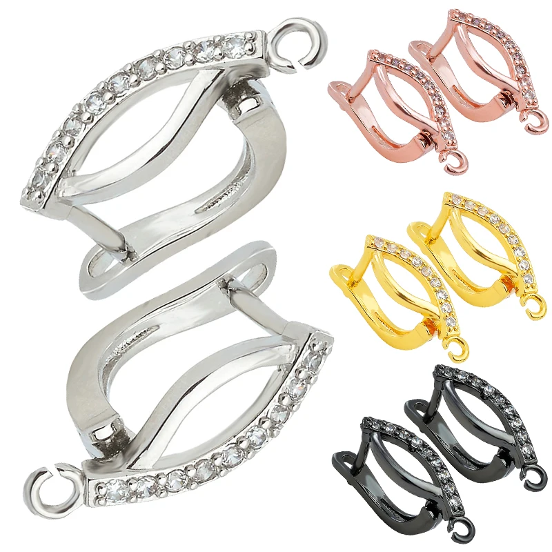 

1 pair 1.9x12mm Handmade Earrings Hooks Clasps For Jewelry Making Copper CZ Zircon DIY Pearl Tassle Earrings Jewelry Findings