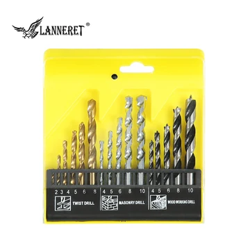 

LANNERET 16-Piece HSS 4241 Drill Bit Set for Metal Wood Masonry Plastic Drilling For Impact Drill Plastic Box High Quality