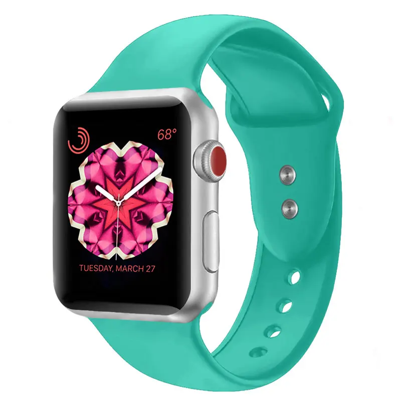 Силиконовый ремешок для Apple Watch 4, 5, 44, 40 мм, спортивный ремешок iwatch series 3, 2, 1, 42 мм, 38 мм, браслет на запястье, ремешок для часов