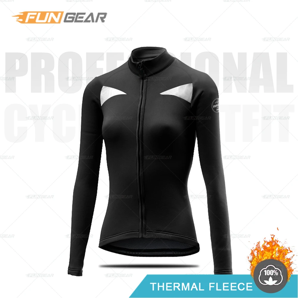 Cycle Jerseys 1 Женская зимняя одежда для велоспорта, куртка с длинным рукавом для шоссейного велосипеда, комплект из Джерси, теплая флисовая женская одежда, модная Ropa Ciclismo Invierno - Цвет: Cycle Jerseys 1