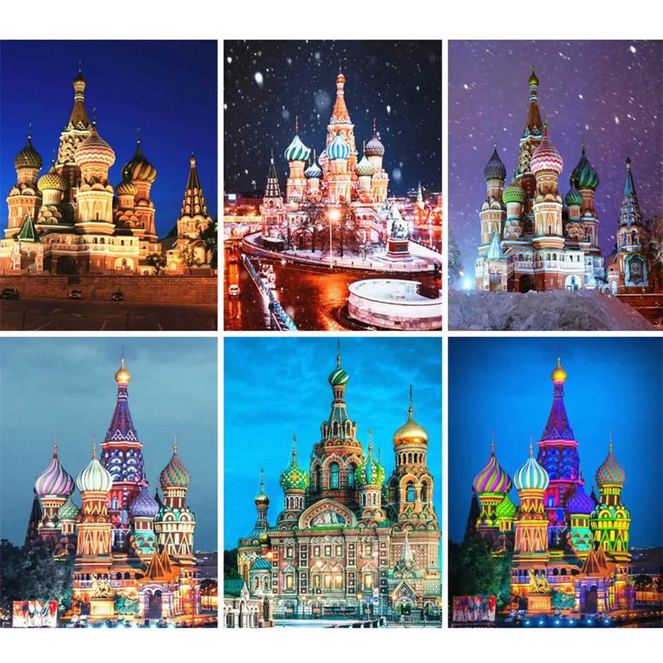 

AZQSD 5D Diamond Painting Church Cross Stitch Embroidery Scenery Full Square Diy Needlework Rhinestones Gift Home Decor