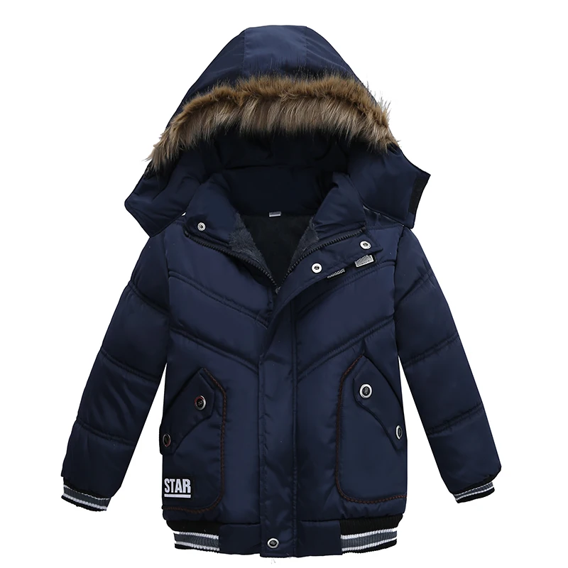 2020 New Children Down Winter Warm Jacket With Fur Baby Boy Girl Solid Overcoat Hooded Kid Clothing Coat |