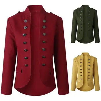 

Fashion Solid Color Double Breasted Women Blazer Long Sleeve Suit Jacket Coat