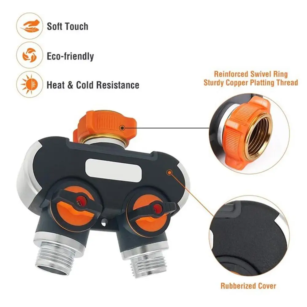 

2-way Garden tap water splitter Female garden hose Y splitter watering adjustable switch 1pcs