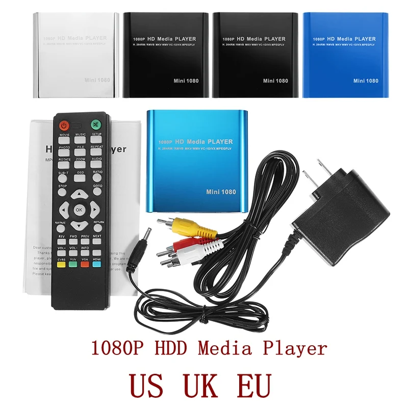 LEORY 1080P Mini HDD медиаплеер HDMI AV USB хост Full HD с SD MMC кардридером Поддержка H.264 MKV AVI 1920*1080P