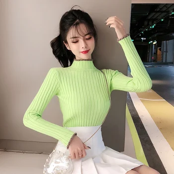 

A201 #2 Article Hair Core-Spun Yarn Mixed Colors Slim Fit Frilled Underwear Base Sweater Tops Sweater