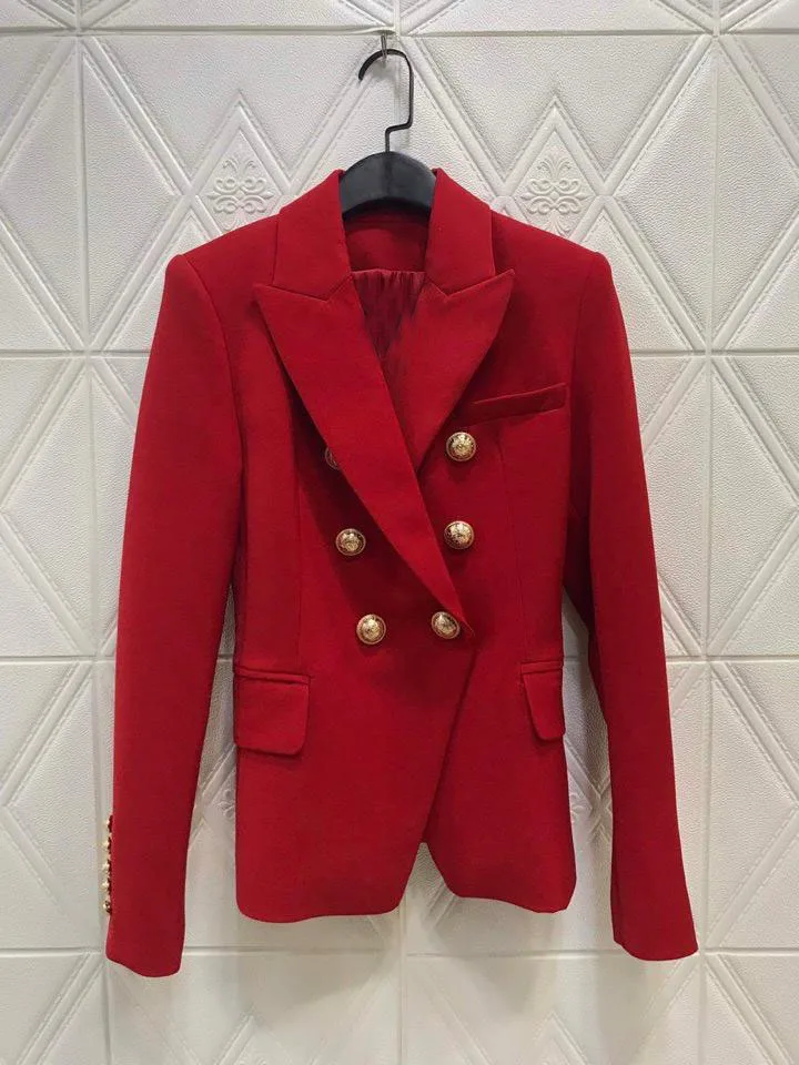 2019FW Высокое качество женский двубортный Блейзер Пальто Женская куртка пальто 3 цвета rmsx 9,17 - Цвет: Красный