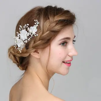 

NPASON Bridal Hair Accessories 2020 Fashion Pearl Handmade Crystal Hair Jewelry Wedding Accessories Headband Women Hair Clip