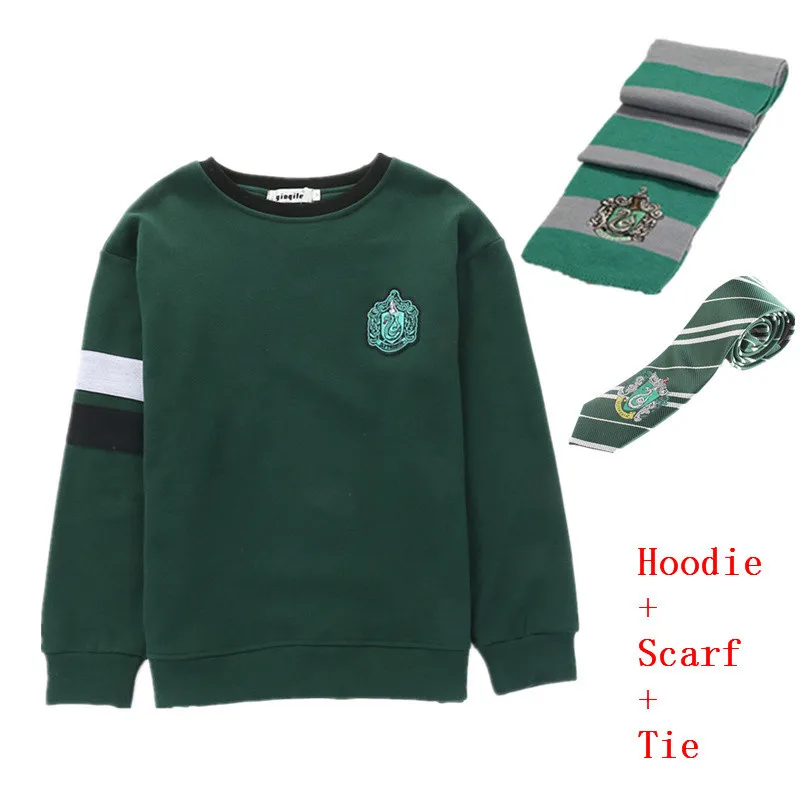 hoodie scarf tie Толстовка с капюшоном Ravenclaw костюм Слизерин Hufflepuff Униформа джемпер шарф Гриффиндор свитер Гермиона для влюбленных девочек - Цвет: hoodie scarf tie