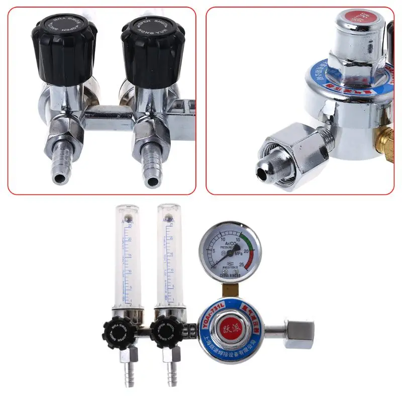 AR/CO2 регулятор для сварки газа редуктор давления клапан двойной трубы 831F