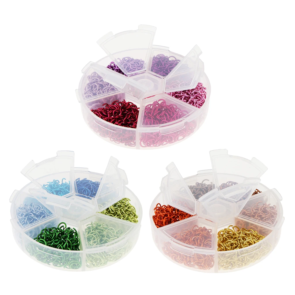 3 Boxes Multicolor Aluminum Wire Open Jump Rings Mixed Color Jewelry Making Accessories
