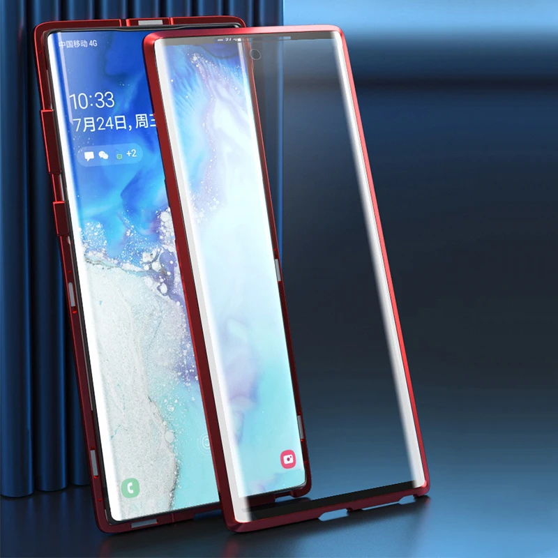 Магнитный металлический чехол для samsung Note 10, защитный чехол из закаленного стекла для samsung Galaxy Note 10 Plus