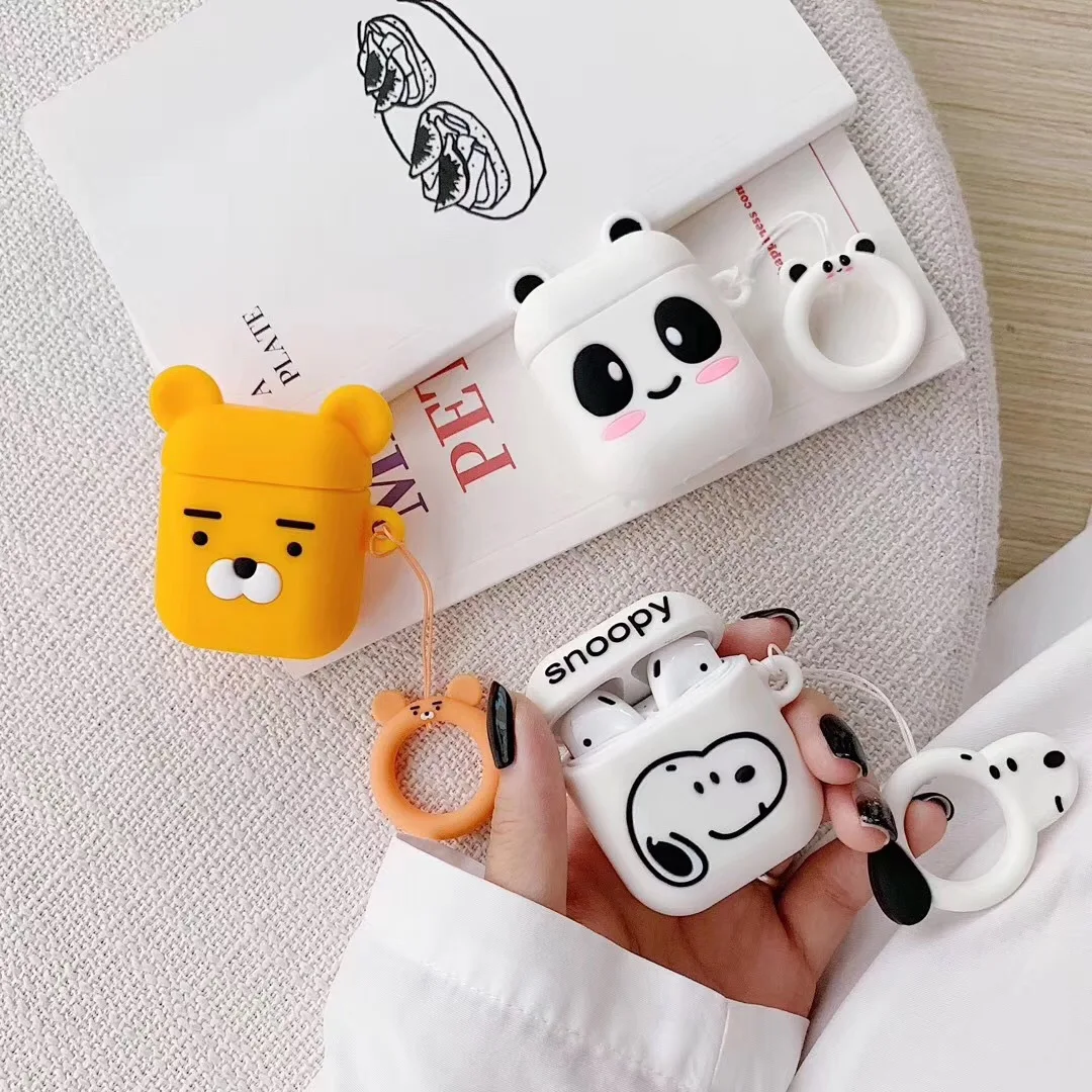 Плотный чехол грязеотталкивающий для Apple iphone airpods 1 2 Чехол с кольцом пальцев милый