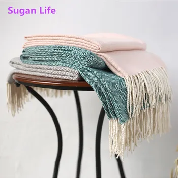 

Sugan Life NEW 120x200cm Artificial Wool Soft Lap Plaid Knitted Throw Blanket with Tassel for Bed Sofa Elegant Lightweight Cozy