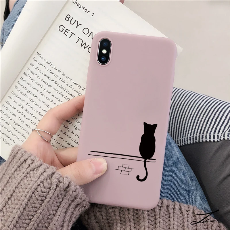 С рисунком кота из мультфильма класса люкс с принтом, мягкий из ТПУ чехол для iPhone 6 S Plus, 8, 7, 6 S, Plus, X Матовый чехол на заднюю панель для iPhone 11 Pro XS Max XR чехол для телефона, Capa