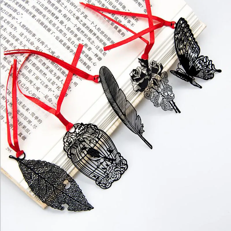 Diy ретро металлические закладки черная птица бабочка мозаика Детские Канцелярские Принадлежности для студентов изящные элегантные офисные принадлежности