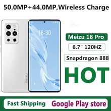 New Meizu 18 Pro 5G Cell Phone Dual Sim Fingerprint 6.7" 120HZ Snapdragon 888 Face ID 50.0MP Android 10.0 OTA 40W Charge OTG GPS