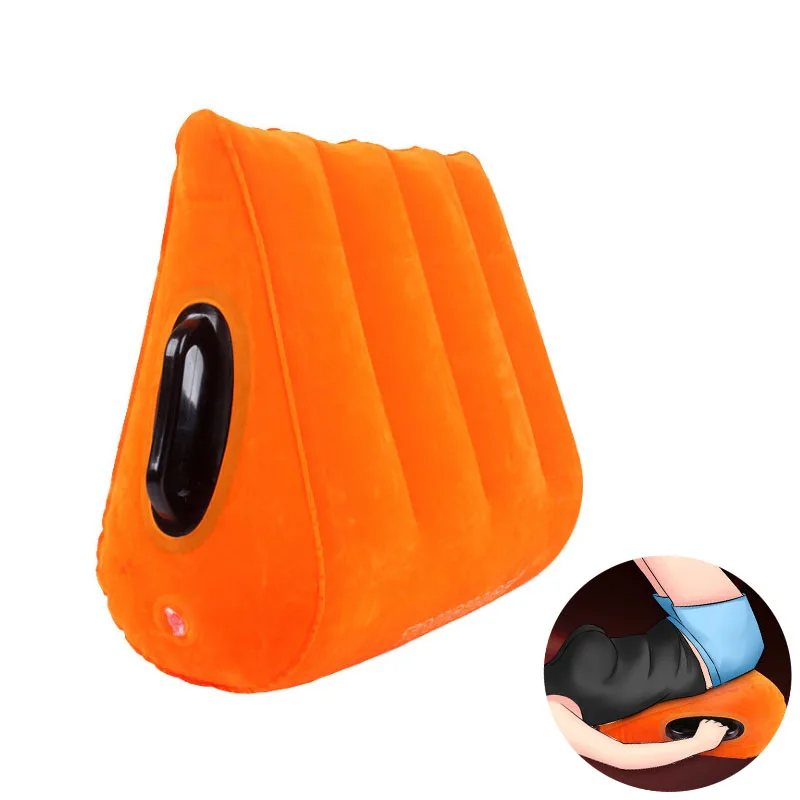 

Yellow Inflatable Pillow Aid Wedge Pillow PVC Flocking Adult Love Position Cushion Multi-functional for Lover with The Armrest