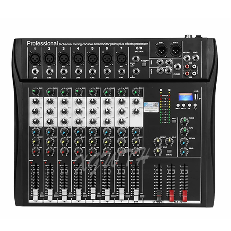 US $133.33 Professional 8Channel Mixer Stage Performance Conference Audio USB Bluetooth Reverb Tuner