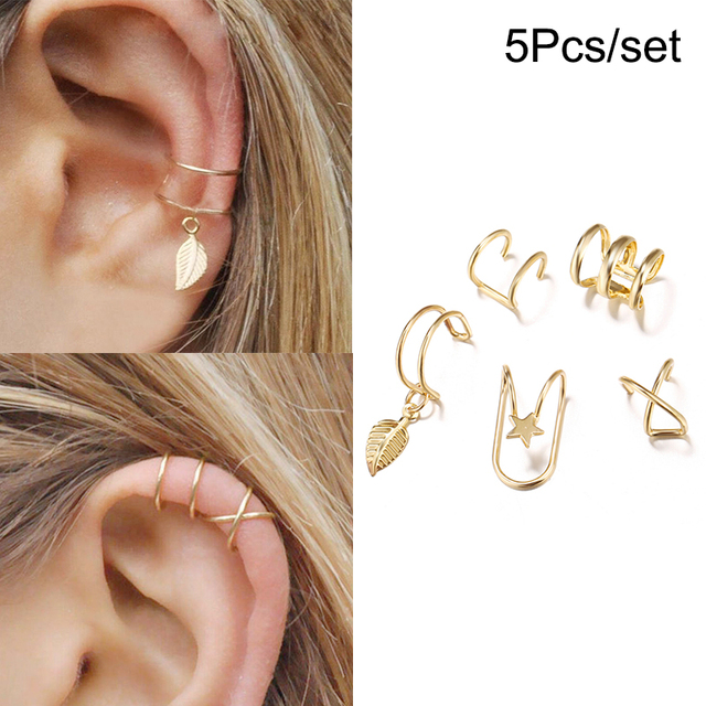 Simple Gold Silver Color Ear Clips Non-Piercing Fake Cartilage Earrings Clip Earrings Ear Cuff For Women Men Jewelry